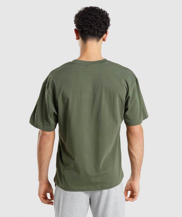 Panske Tricka Gymshark Essential Oversized Olivovo Zelená | EF8371094
